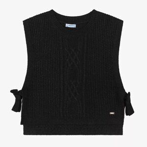 Mayoral Ribbed Black Sparkly Sleeveless Sweater Vest Size 14 Kids Knit New